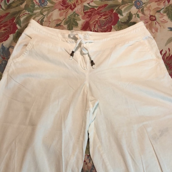 ANN TAYLOR LOFT Size 14 Marisa Wide Leg Crop Linen Cotton Summer Cozy $109 NEW - Picture 9 of 16